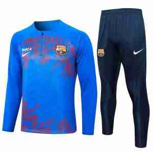 Felpa Formazione FC Barcellona 2024 2025 Blu Rosso