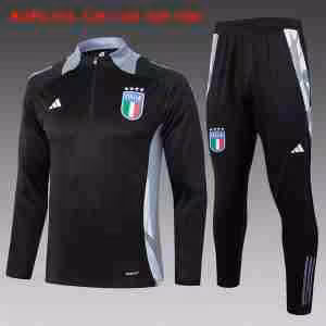 Felpa Allenamento Bambino Italia 2024 2025 Nero Grigio