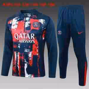 Felpa Allenamento Bambino Paris Saint Germain 2024 2025 Blu Rosso
