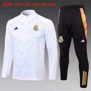 Felpa Allenamento Bambino Real Madrid 2024 2025 Bianco Grigio