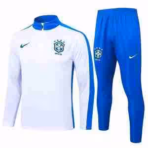 Felpa Allenamento Brasile 2024 2025 Bianco Blu