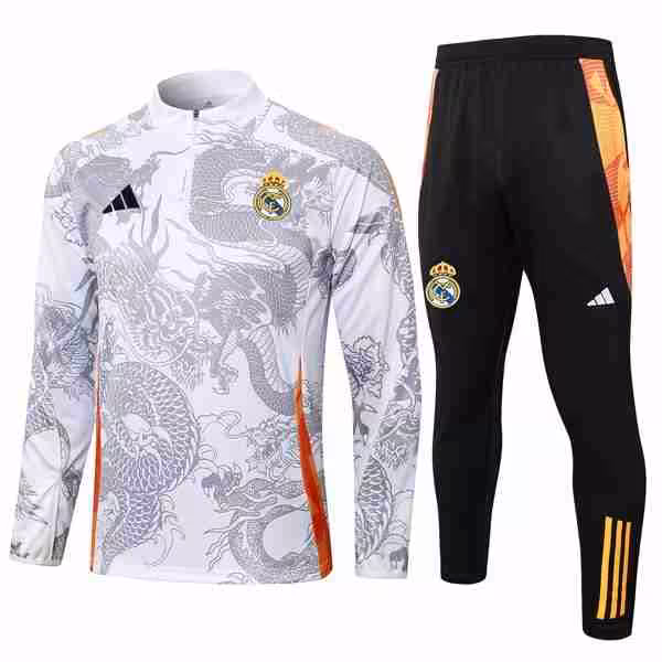 Sudadera De Training Real Madrid 2024-2025 Blanco Gris 5