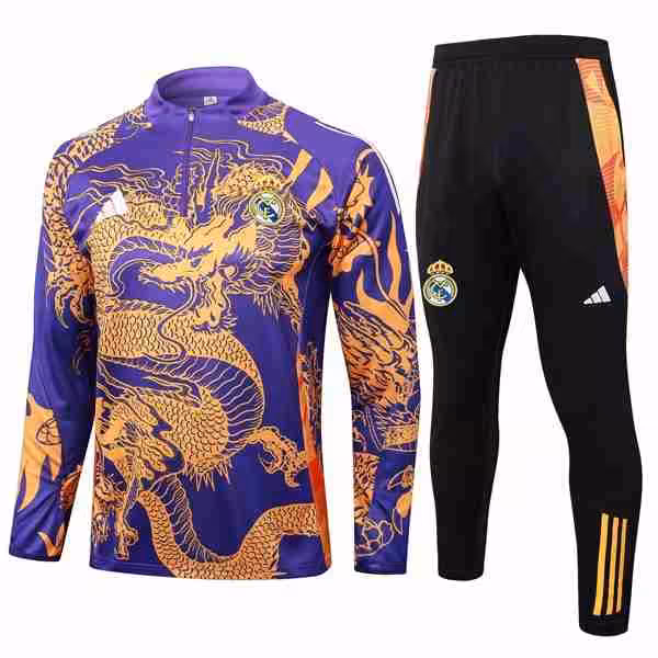 Sudadera De Training Real Madrid 2024-2025 Purpura Amarillo 3