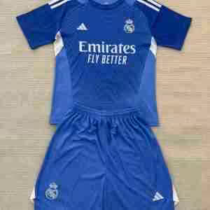 Maglietta Calcio Real Madrid Portiere Set Bambino 2025 2026 Blu