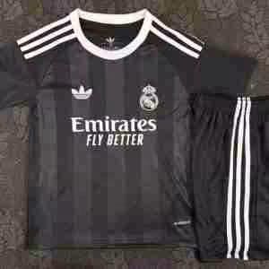 Maglietta Calcio Real Madrid Portiere Set Bambino 2025 2026 Nero