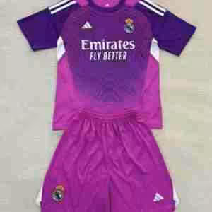 Maglietta Calcio Real Madrid Portiere Set Bambino 2025 2026 Porpora