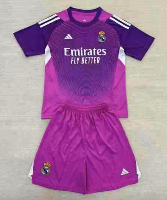 Maglietta Calcio Real Madrid Portiere Set Bambino 2025 2026 Porpora