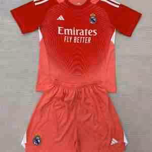 Maglietta Calcio Real Madrid Portero Set Bambino 2025 2026 Rosso