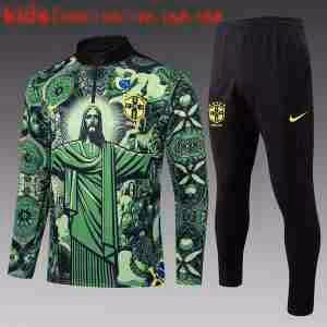 Felpa Allenamento Bambino Brasile 2025 2026 Verde