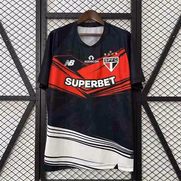 Tailandia Camiseta Sao Paulo Pre-Match 2025-2026 Negro Rojo