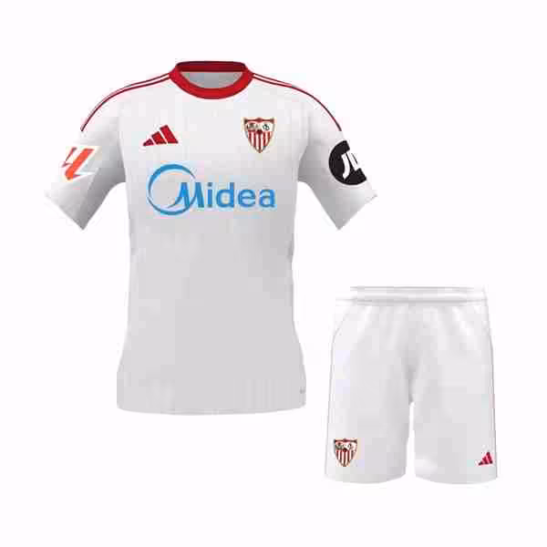 Camiseta Sevilla 1ª Niño 2025-2026 Maglietta Calcio Sevilla Prima Set Bambino 2025 2026