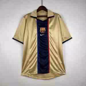 Thailandia Maglietta Calcio Away FC Barcellona Retro 2002 Oro