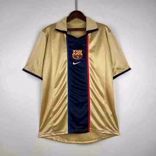 Thailandia Maglietta Calcio Away FC Barcellona Retro 2002 Oro Thailandia Maglietta Calcio Away FC Barcellona Retro 2002 Oro