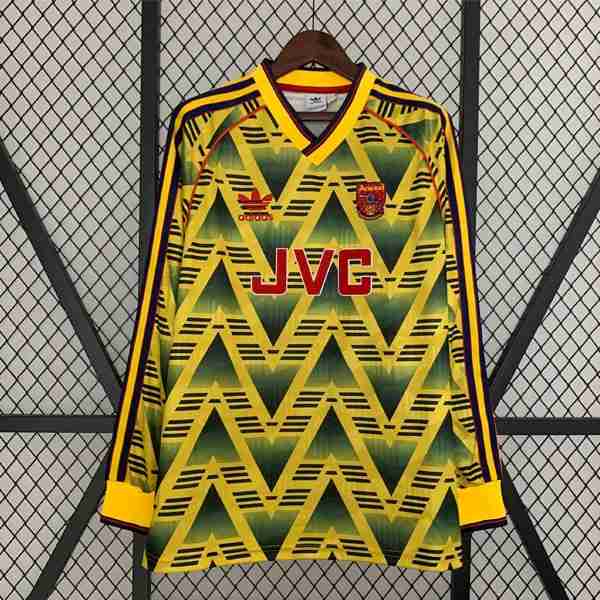 Tailandia Camiseta Arsenal 2ª ML Retro 1991 1993 Thailandia Maglietta Calcio Away Manica Lunga Arsenal Retro 1991 1993