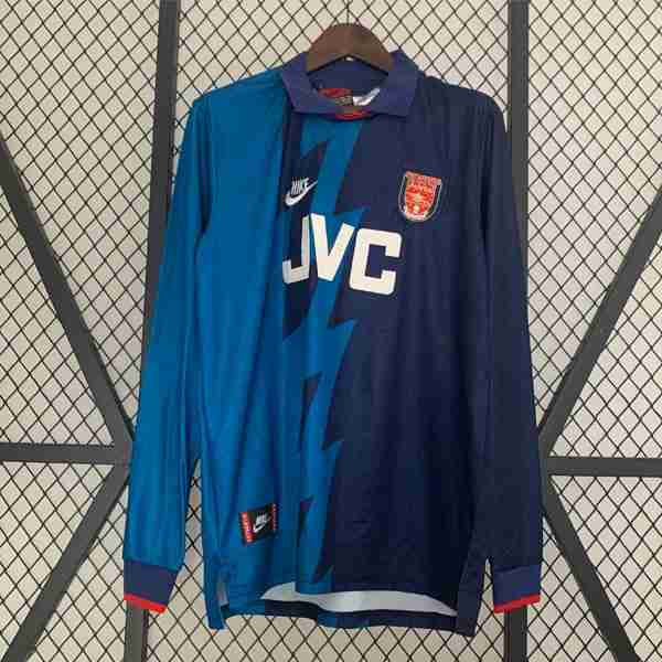 Tailandia Camiseta Arsenal 2ª ML Retro 1995 1996 Thailandia Maglietta Calcio Away Manica Lunga Arsenal Retro 1995 1996