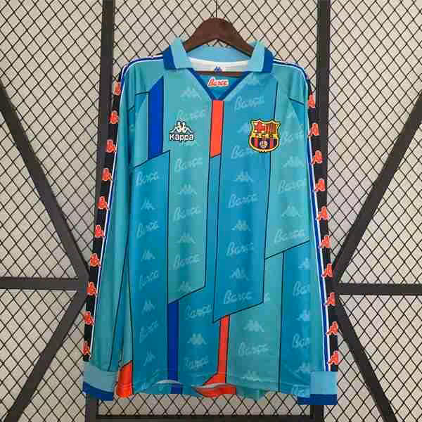 Tailandia Camiseta Barcelona 2ª ML Retro 1996 1997 Thailandia Maglietta Calcio Away Manica Lunga FC Barcellona Retro 1996 1997