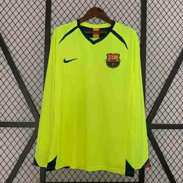 Tailandia Camiseta Barcelona 2ª ML Retro 2005 2006 Thailandia Maglietta Calcio Away Manica Lunga FC Barcellona Retro 2005 2006