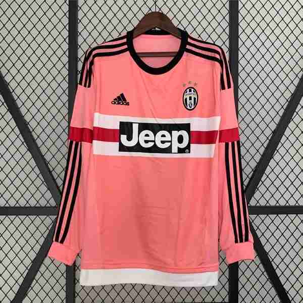 Tailandia Camiseta Juventus 2ª ML Retro 2015 2016 Thailandia Maglietta Calcio Away Manica Lunga Juventus Retro 2015 2016