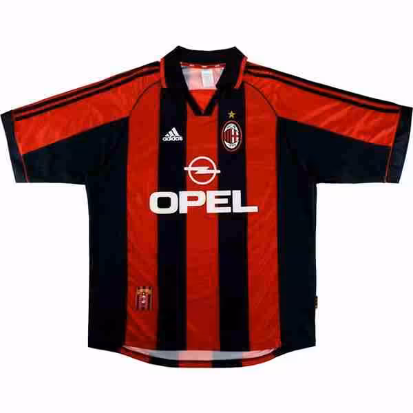Tailandia Camiseta AC Milan 1ª Retro 1998 2000 Rojo Thailandia Maglietta Calcio Prima AC Milan Retro 1998 2000 Rosso
