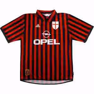 Thailandia Maglietta Calcio Prima AC Milan Retro 1999 2000 Rosso