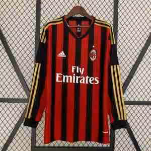 Thailandia Maglietta Calcio Prima Manica Lunga AC Milan Retro 2013 2014