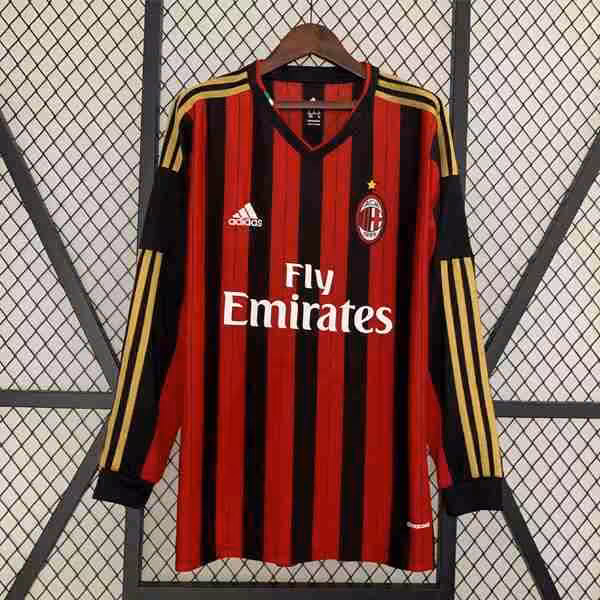 Tailandia Camiseta AC Milan 1ª ML Retro 2013 2014 Thailandia Maglietta Calcio Prima Manica Lunga AC Milan Retro 2013 2014