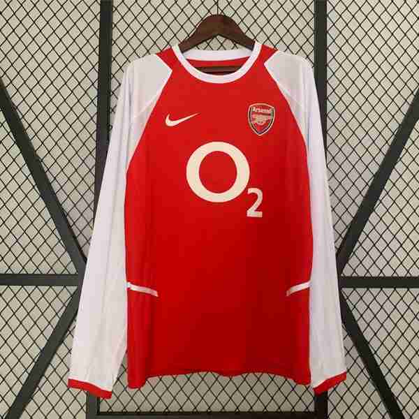 Tailandia Camiseta Arsenal 1ª ML Retro 2002 2004 Thailandia Maglietta Calcio Prima Manica Lunga Arsenal Retro 2002 2004