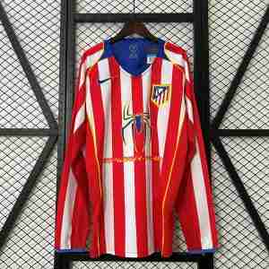 Thailandia Maglietta Calcio Prima Manica Lunga Atletico Madrid Retro 2004 2005