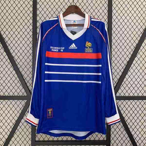 Tailandia Camiseta Francia 1ª ML Retro 1998 Thailandia Maglietta Calcio Prima Manica Lunga Francia Retro 1998