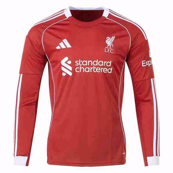 Tailandia Camiseta Liverpool 1ª ML 2025-2026 Thailandia Maglietta Calcio Prima Manica Lunga Liverpool 2025 2026