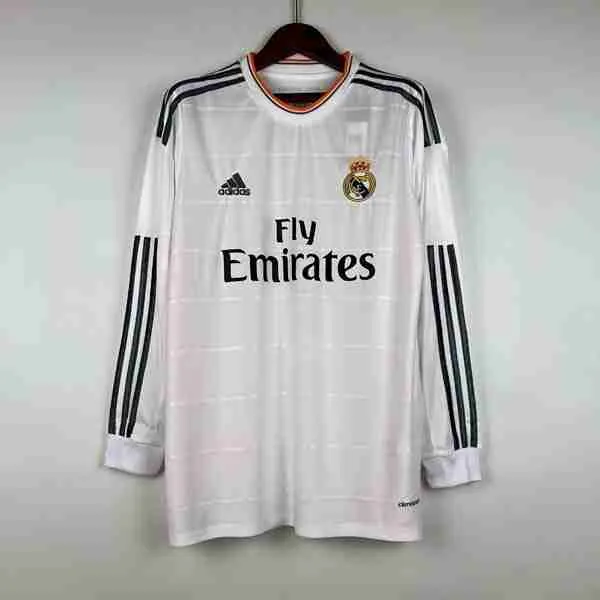 Tailandia Camiseta Real Madrid 1ª ML Retro 2013 2014 Thailandia Maglietta Calcio Prima Manica Lunga Real Madrid Retro 2013 2014
