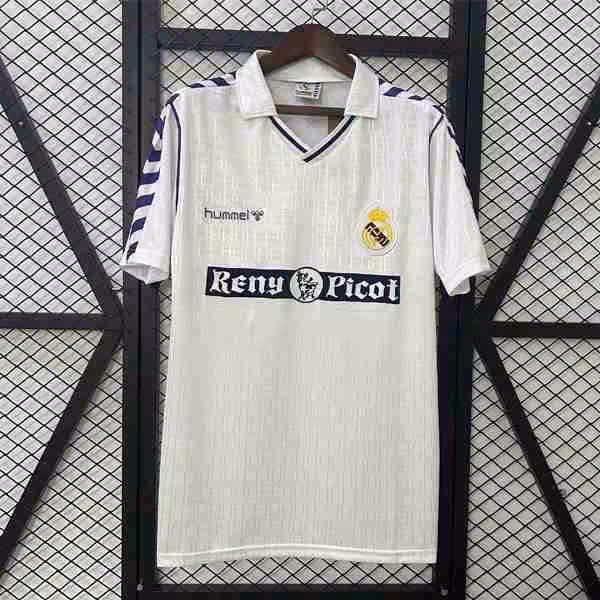 Tailandia Camiseta Real Madrid 1ª Retro 1989-1990 Thailandia Maglietta Calcio Prima Real Madrid Retro 1989 1990